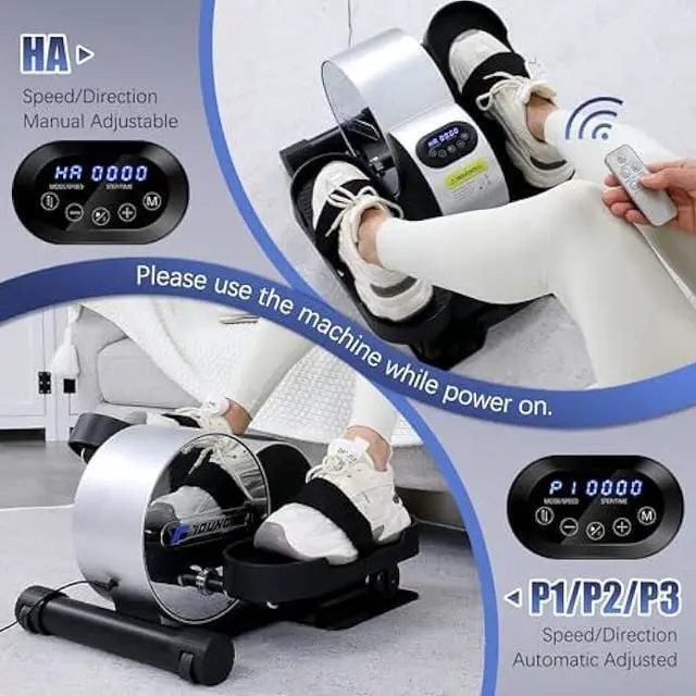 Alt view image 4 of 5 - YOUNGFIT Under Desk Elliptical, Ellipse Leg Exerciser While Sitting for Seniors, Electric Seated Pedal Exerciser with Fitness APP, Remote Control, Quiet &Portable for Home Office Use