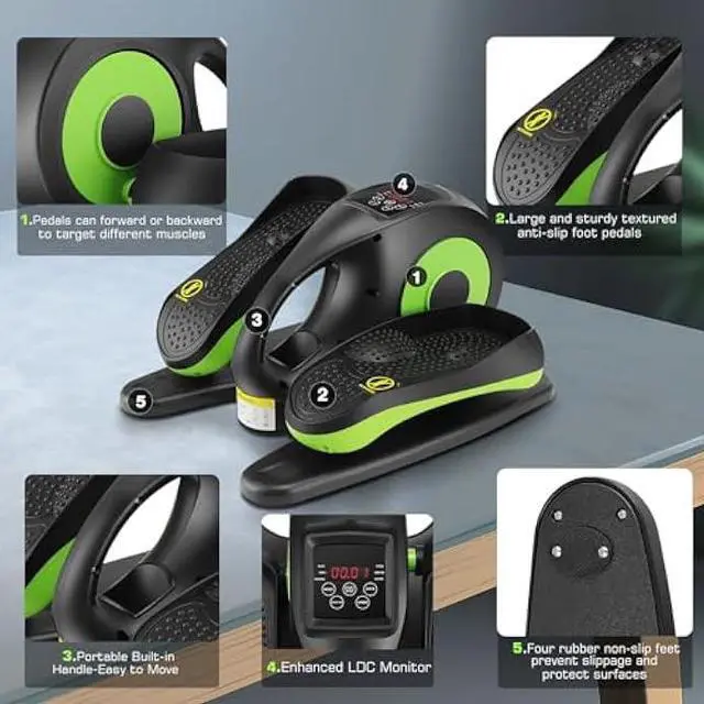 Alt view image 3 of 7 - ANCHEER Under Desk Elliptical Machine - Quiet Pedal Exerciser for Seniors, Office & Home, Low-Impact Seated Leg Workout Equipment, Smart LCD Display, Remote Control