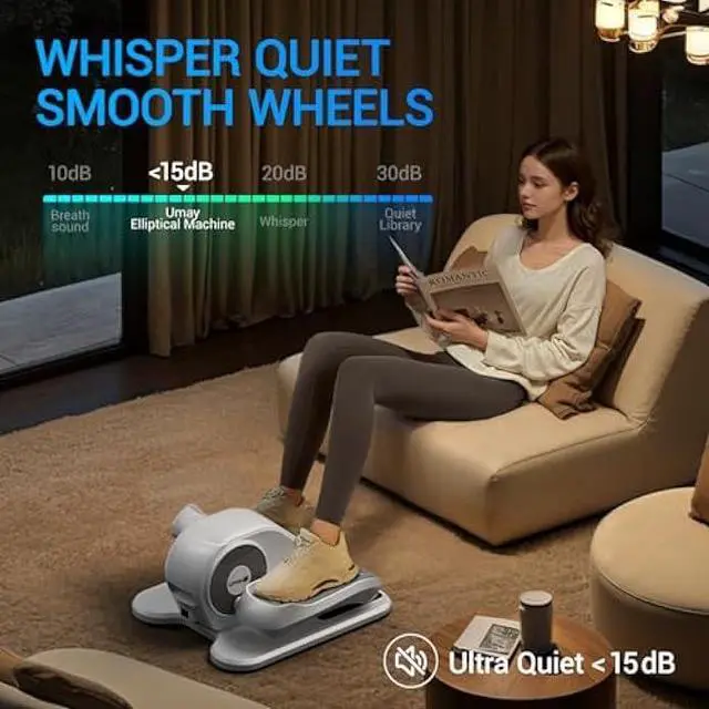 Alt view image 5 of 5 - Under Desk Elliptical Machine, Ellipse Leg Exerciser for Seniors, Quiet & Portable Electric Seated Eclipse Exercise Training Machine with Remote, 12 Level Speeds & Mute Function, Manual & Auto Mode