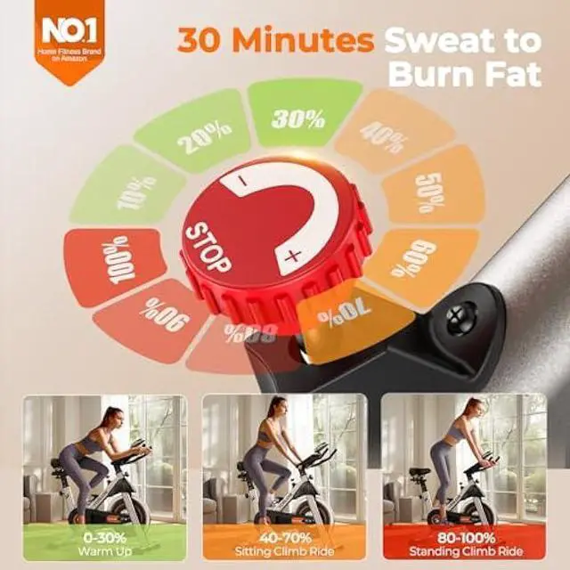 Alt view image 2 of 6 - YOSUDA Indoor Cycling Bike Brake Pad/Magnetic Stationary Bike - Cycle Bike with Tablet Mount & Comfortable Seat Cushion