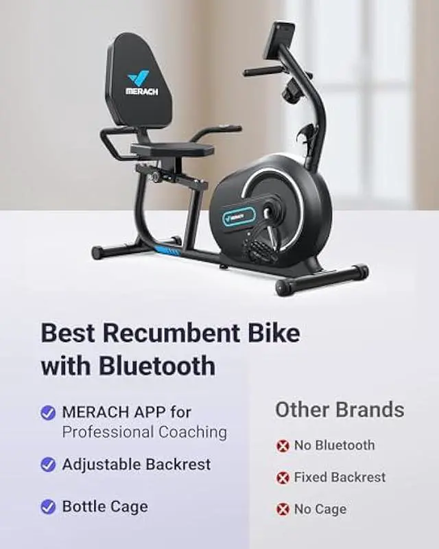 Alt view image 2 of 5 - MERACH Recumbent Exercise Bike for Home with Smart Bluetooth and Exclusive App Connectivity, LCD, Heart Rate Handle, Magnetic Recumbent Bikes S08/S23