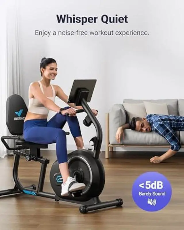 Alt view image 3 of 5 - MERACH Recumbent Exercise Bike for Home with Smart Bluetooth and Exclusive App Connectivity, LCD, Heart Rate Handle, Magnetic Recumbent Bikes S08/S23