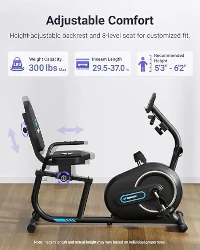Alt view image 4 of 5 - MERACH Recumbent Exercise Bike for Home with Smart Bluetooth and Exclusive App Connectivity, LCD, Heart Rate Handle, Magnetic Recumbent Bikes S08/S23