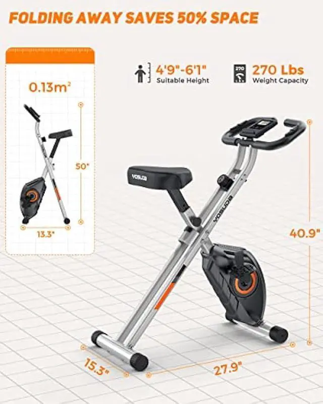 Alt view image 3 of 5 - YOSUDA Folding Exercise Bike - Foldable Stationary Bike for Home Gym Workout