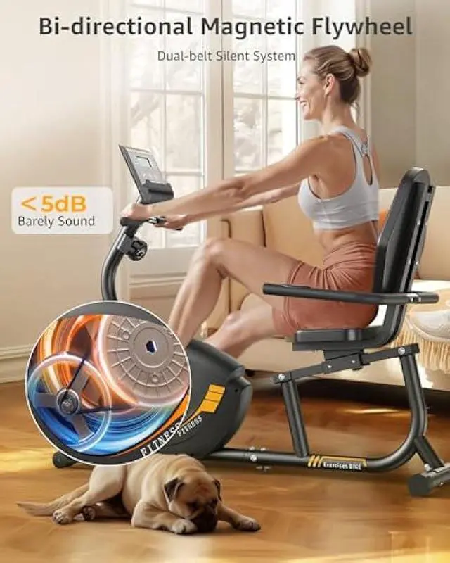 Alt view image 3 of 5 - JEEKEE Recumbent Exercise Bike for Seniors,Stationary Bikes for Home, 300LB Capacity & 16 Levels Magnetic Resistance, Heart Rate Handle