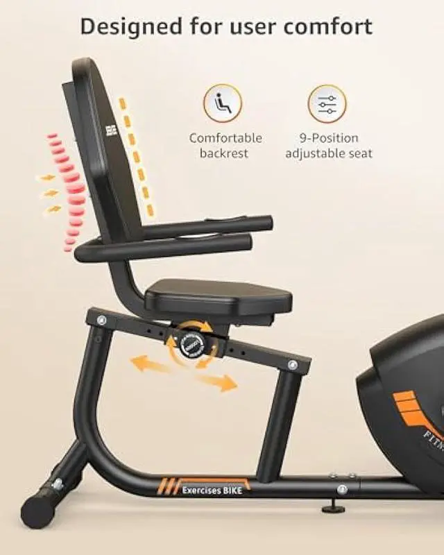 Alt view image 5 of 5 - JEEKEE Recumbent Exercise Bike for Seniors,Stationary Bikes for Home, 300LB Capacity & 16 Levels Magnetic Resistance, Heart Rate Handle