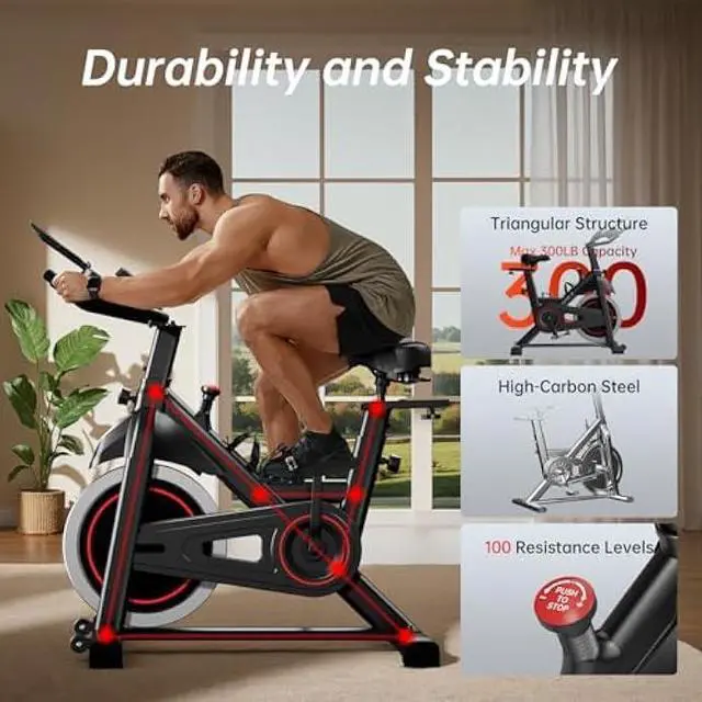 Alt view image 3 of 6 - CURSOR FITNESS Exercise Bike, Stationary Bikes for Home, Indoor Cycling Spin Bike Workout Bike with Extra Comfort Seat