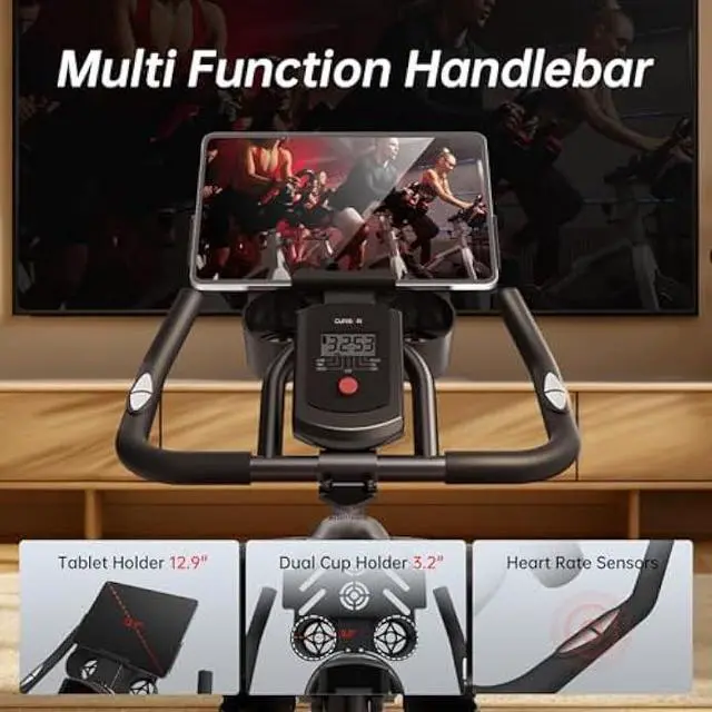 Alt view image 4 of 6 - CURSOR FITNESS Exercise Bike, Stationary Bikes for Home, Indoor Cycling Spin Bike Workout Bike with Extra Comfort Seat