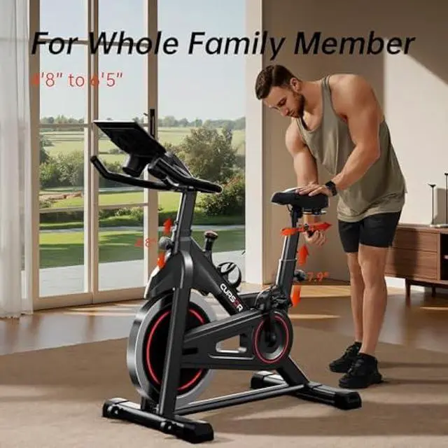 Alt view image 5 of 6 - CURSOR FITNESS Exercise Bike, Stationary Bikes for Home, Indoor Cycling Spin Bike Workout Bike with Extra Comfort Seat