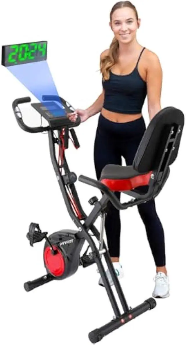 Main image of YYFITT 3-IN-1 Exercise Bike with Luminous Digits Display | Folding Stationary Bikes for Home Seniors | Compact Workout Bike with Fully Support Backrest - Wider Seat - 16 Level Magnetic Resistance
