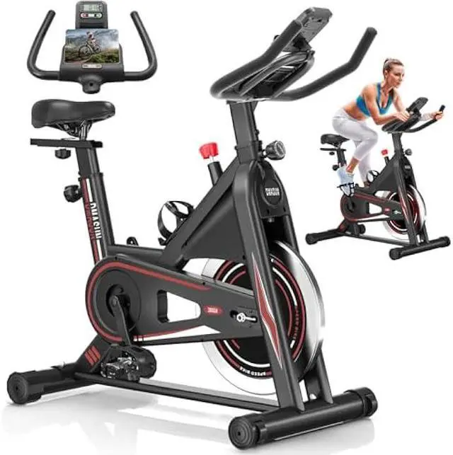 Main image of Exercise Bike, DMASUN Classic Brake Pad Pro Stationary Bike for Home with 330 LB Capacity, Workout Bike with Comfortable Seat Cushion, Digital Display with Tablet Holder
