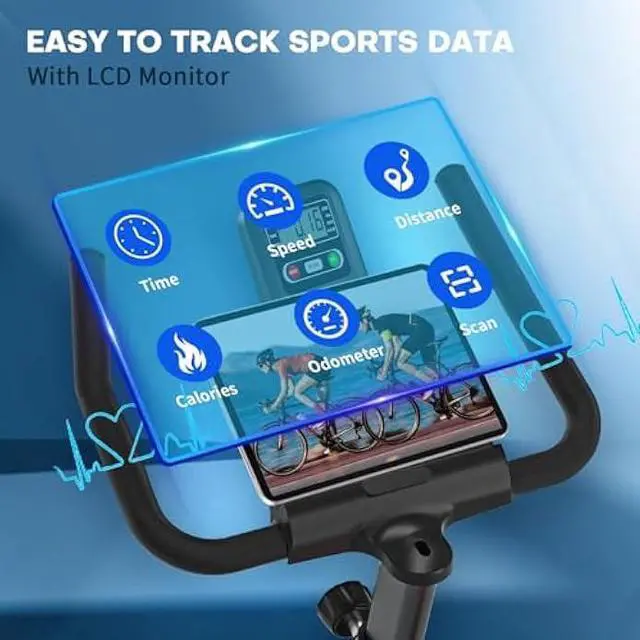 Alt view image 5 of 5 - Exercise Bike, DMASUN Classic Brake Pad Pro Stationary Bike for Home with 330 LB Capacity, Workout Bike with Comfortable Seat Cushion, Digital Display with Tablet Holder