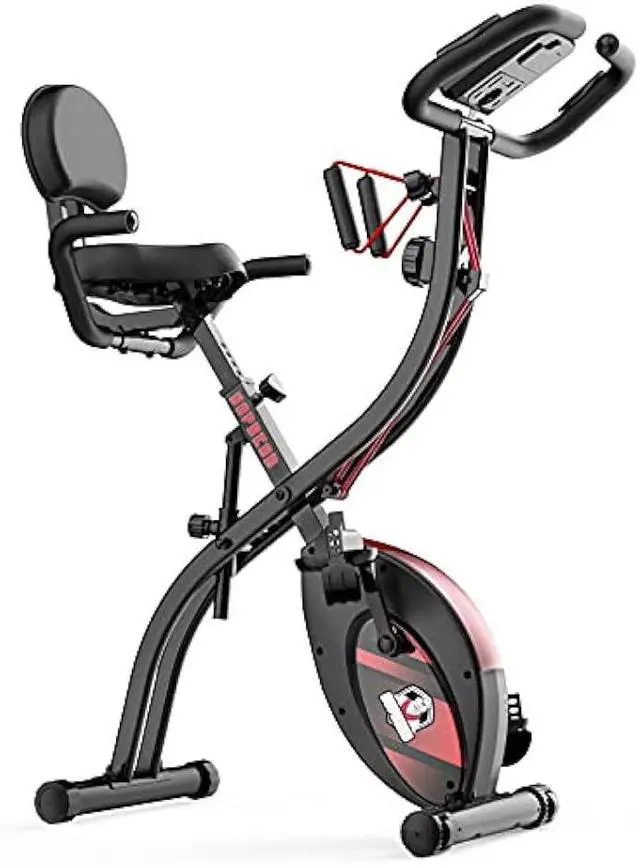 Main image of HAPBEAR Folding Exercise Bike Magnetic Foldable Stationary Bike, 3 in 1 Mode Indoor Upright Fitness Workout X-Bike with 8-Level Resistance and Arm Resistance Band, Pulse Sensor,LCD Monitor