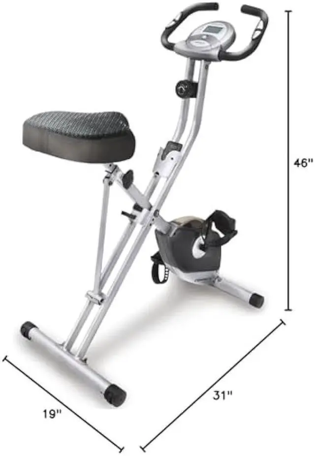 Alt view image 6 of 6 - Exerpeutic Foldable Exercise Bike, 8 levels of Resistance Stationary Bicycle with Airsoft Seat, LCD Display to Track Distance, Calories, Time and Speed