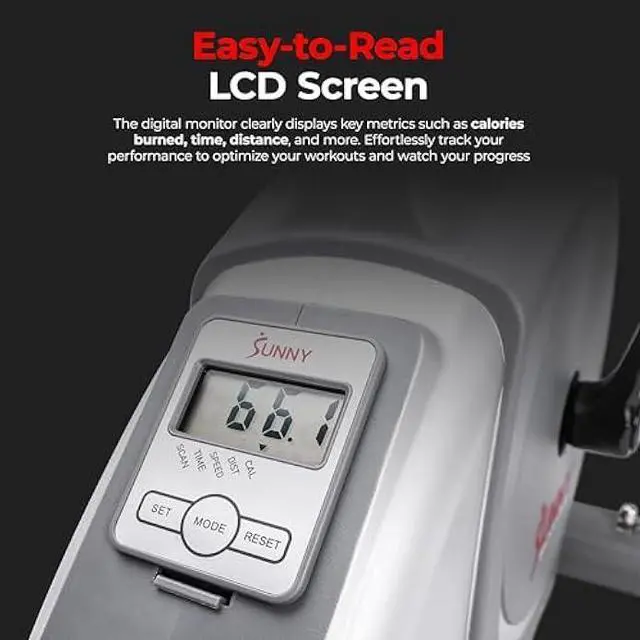 Alt view image 5 of 6 - Sunny Health & Fitness Dual Function Under-Desk Bike Trainer, Mini Exercise Machine for Senior Training, Arm/Leg Cardio Cycle Workout, Optional Magnetic, Motorized & Free SunnyFit App Bluetooth Link