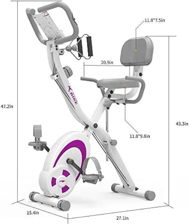 Alt view image 2 of 5 - leikefitness Folding Stationary Bike Recumbent Exercise Bike w/Arm Resistance Bands-Pulse Sensor-LCD Monitor and Easy to Assemble Indoor Cycling Bike 2280