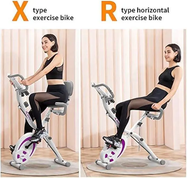 Alt view image 4 of 5 - leikefitness Folding Stationary Bike Recumbent Exercise Bike w/Arm Resistance Bands-Pulse Sensor-LCD Monitor and Easy to Assemble Indoor Cycling Bike 2280