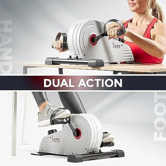 Alt view image 2 of 5 - Sunny Health & Fitness Dual Function Under Desk Pedal Exerciser, Portable Indoor Cardio Mini Bike at Home, Arm/Leg Cycle for Seniors, Optional Magnetic, Motorized & Free SunnyFit App Bluetooth Connect
