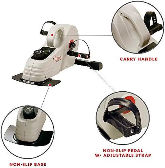Alt view image 5 of 5 - Sunny Health & Fitness Dual Function Under Desk Pedal Exerciser, Portable Indoor Cardio Mini Bike at Home, Arm/Leg Cycle for Seniors, Optional Magnetic, Motorized & Free SunnyFit App Bluetooth Connect