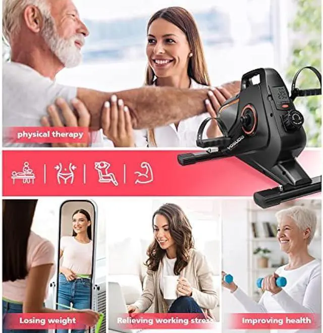 Alt view image 4 of 5 - YOSUDA Under Desk Bike Pedal Exerciser - Magnetic Mini Exercise Bike for Arm/Leg Exercise, Desk Pedal Bike for Home/Office Workout