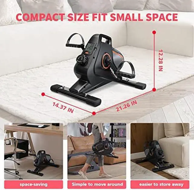 Alt view image 5 of 5 - YOSUDA Under Desk Bike Pedal Exerciser - Magnetic Mini Exercise Bike for Arm/Leg Exercise, Desk Pedal Bike for Home/Office Workout
