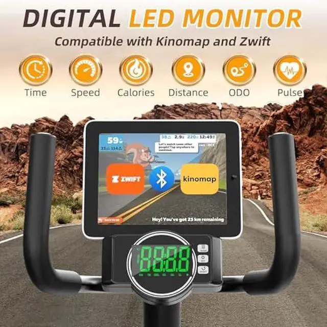 Alt view image 3 of 5 - VANSWE Recumbent Exercise Bike, Recumbent Stationary Bikes for Home 400 LBS Weight Capacity, Exercise Bike for Home Seniors with Smart App and Bluetooth Connectivity, LED Display, Pulse Handle