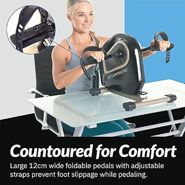 Alt view image 5 of 5 - Exerpeutic 2000M Motorized Under Desk Exercise Bike - Electric Legs and Arms Pedal Exerciser - Fitness Equipment for Home Use - Remote Work Office Accessory - Black