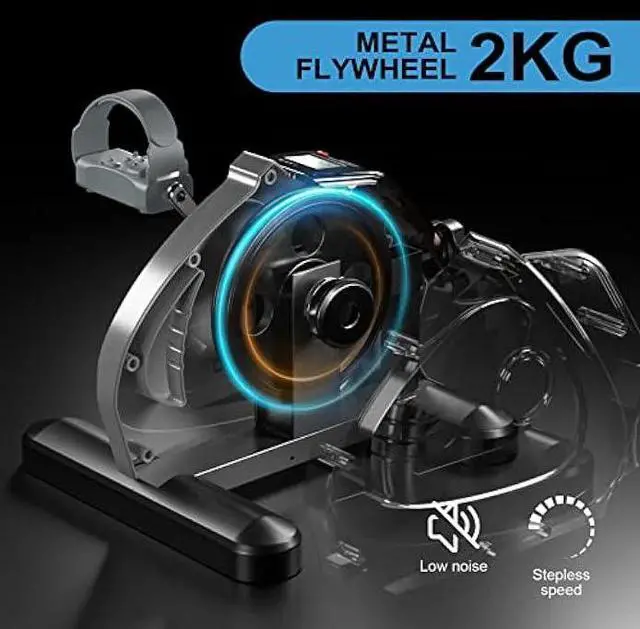 Alt view image 2 of 5 - Under Desk Bike Pedal Exerciser Portable Mini Home Exercise Bike with 5LBS Flywheel Sitting Peddler Exerciser for Seniors Legs and Arms Trainer Physical Therapy Equipment Fitness Exercise Bicycle