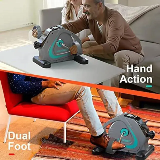 Alt view image 5 of 5 - Under Desk Bike Pedal Exerciser Portable Mini Home Exercise Bike with 5LBS Flywheel Sitting Peddler Exerciser for Seniors Legs and Arms Trainer Physical Therapy Equipment Fitness Exercise Bicycle