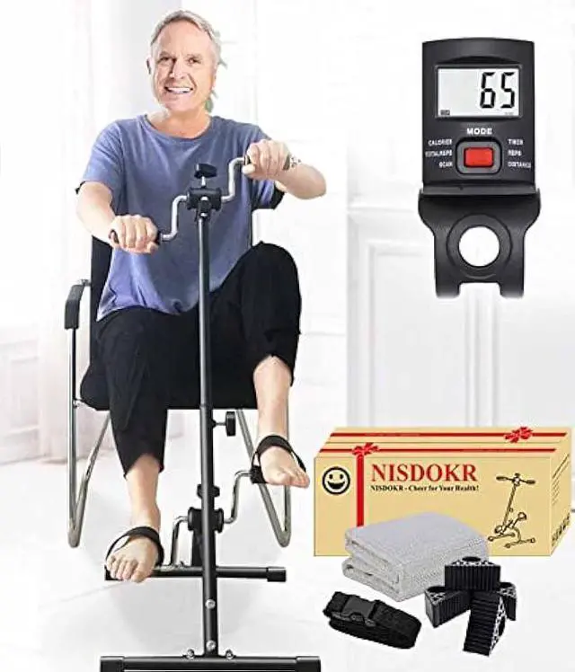 Main image of Pedal Exerciser Bike Hand Arm Leg and Knee Peddler Adjustable Fitness Equipment for Seniors, Elderly Home Pedal Exercise Bike for Total Body, with Gift Box & Monitor