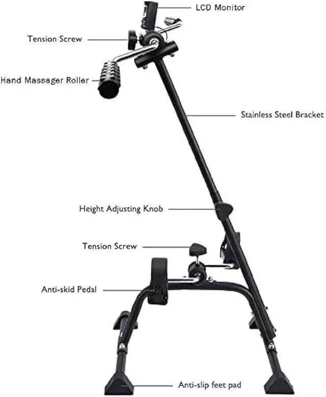 Alt view image 3 of 5 - Pedal Exerciser Bike Hand Arm Leg and Knee Peddler Adjustable Fitness Equipment for Seniors, Elderly Home Pedal Exercise Bike for Total Body, with Gift Box & Monitor