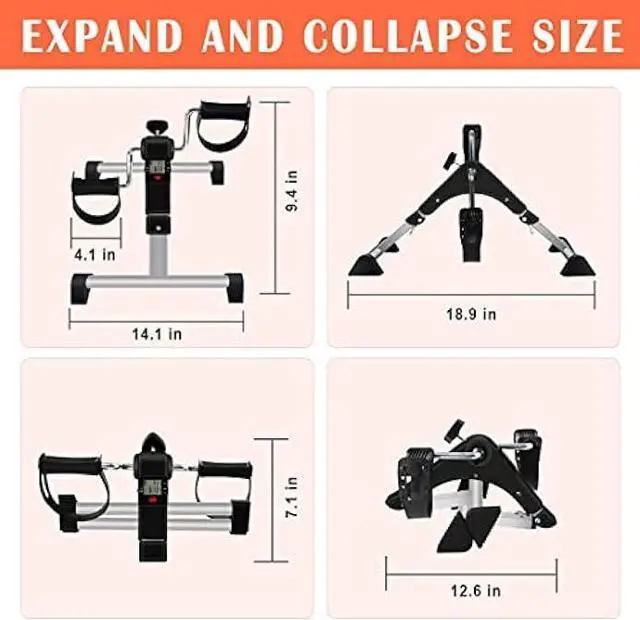 Alt view image 5 of 7 - Under Desk Bike Pedal Exerciser, Upper & Lower Peddler Exerciser for Seniors with LCD Display, Fitness Folding Exerciser Peddler for Arm & Leg Workout