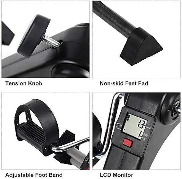 Alt view image 6 of 6 - AHMED Folding Under Desk Bike Pedal Exerciser for Arm/Leg Medical Fitness Exercise Bike Mini Portable Home Workout