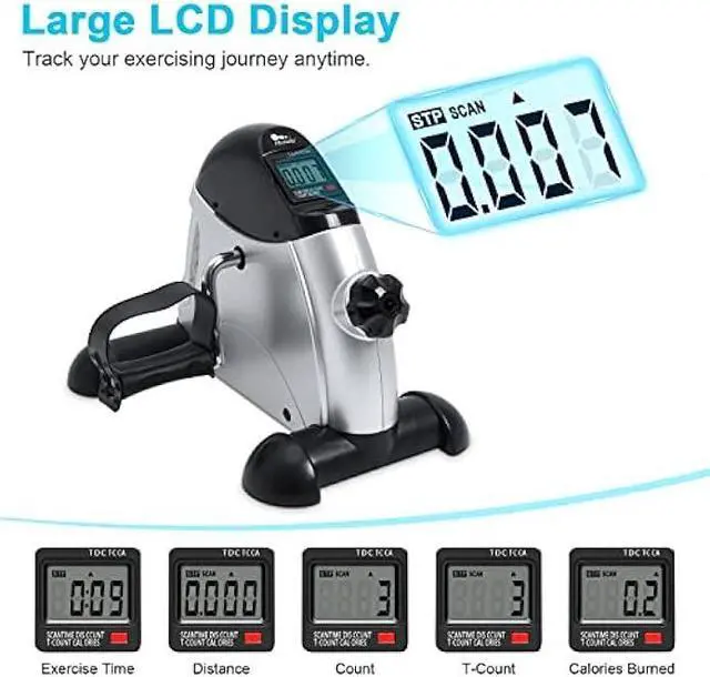 Alt view image 2 of 5 - Mini Exercise Bike, himaly Under Desk Bike Pedal Exerciser Portable Foot Cycle Arm & Leg Peddler Machine with LCD Screen Displays
