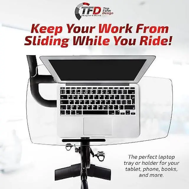 Alt view image 4 of 7 - TFD Sidewinder | Compatible with Peloton Bike (Original GEN 3 ONLY) | Laptop Desk Tray - Premium Holder for Laptop, Tablet, Phone, Books & More - The Ultimate Peloton Accessories (Sidewinder Tray)