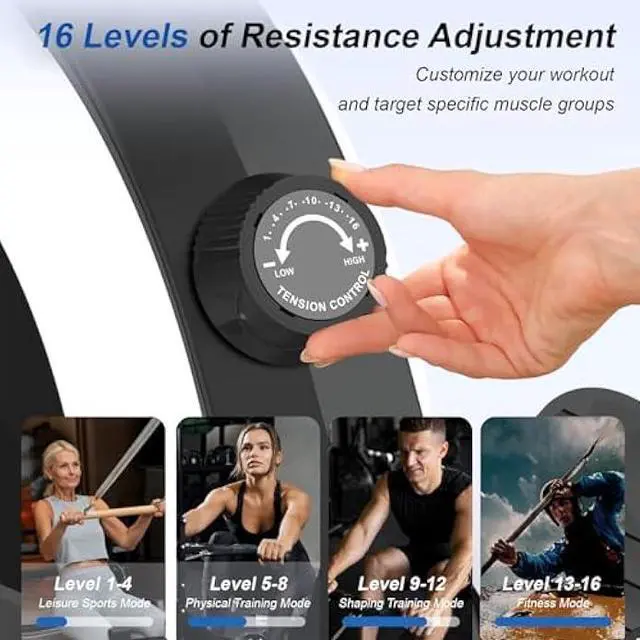 Alt view image 3 of 5 - Rowing Machines for Home,Hartwares Magnetic Rowing Machine with 77lbs High Resistance Rowing Machine,16 Levels of Quiet Resistance,Rower Machine for Home Row Machine,App Compatible,LCD Monitor