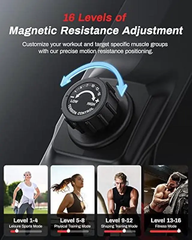 Alt view image 3 of 5 - Magnetic Rowing Machines for Home (R05), Water Rowing (R10), 16 Levels of Quiet Resistance Foldable Compact Rowing Machine 350 LB Weight Capacity with Bluetooth, App Supported, Tablet Holder