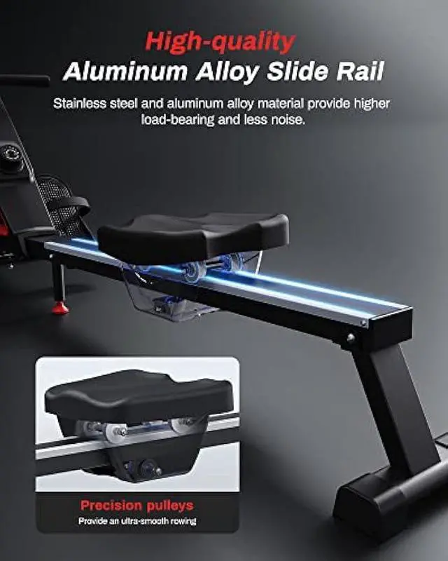 Alt view image 4 of 5 - Magnetic Rowing Machines for Home (R05), Water Rowing (R10), 16 Levels of Quiet Resistance Foldable Compact Rowing Machine 350 LB Weight Capacity with Bluetooth, App Supported, Tablet Holder
