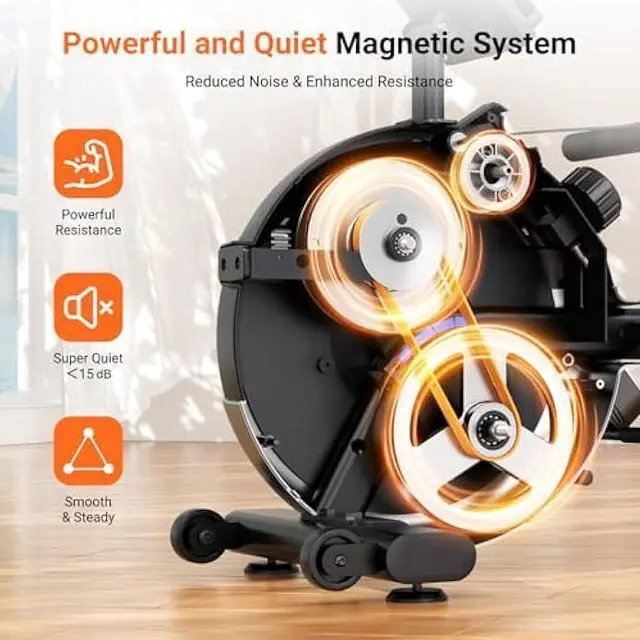 Alt view image 2 of 5 - Dripex Rowing Machines for Home Use, Rowing Machine Max 350 LBS, Magnetic Rower with 16 Levels of Workout Resistance, Dual Slide Rail, Bluetooth App Supported, LCD Monitor,Row Machine for Gym Exercise