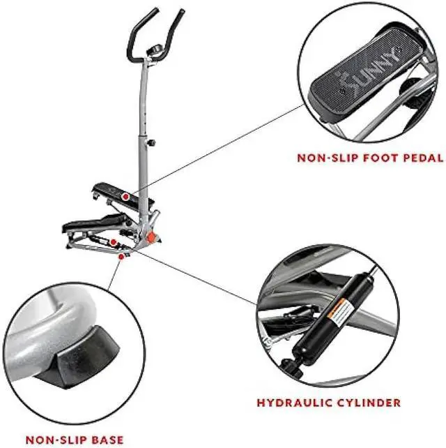 Alt view image 4 of 5 - Sunny Health & Fitness Steppers for Exercise at Home Exercising Workout Cardio Climber Thigh Space Squat Twist Stepper Advanced Twisted Resistance Band Step with Optional Free SunnyFit App Connection