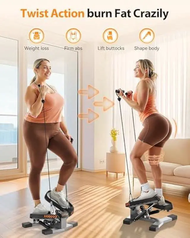 Alt view image 2 of 5 - Sportsroyals Stair Stepper for Exercises-Twist/Mini Stepper with Resistance Bands and 330lbs Weight Capacity