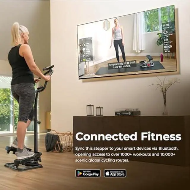 Alt view image 5 of 5 - Sunny Health & Fitness Steppers for Exercise at Home Exercising Workout Cardio Climber Thigh Space Squat Twist Stepper Advanced Twisted Resistance Band Step with Optional Free SunnyFit App Connection