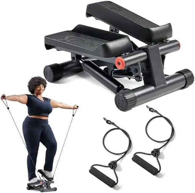 Main image of Sunny Health & Fitness Mini Stepper for Exercise at Home, Stair Step Workout Machine with Resistance Band, Fullbody Cardio Equipment, Over 300lb Weight Capacity, Optional Free SunnyFit App Connection