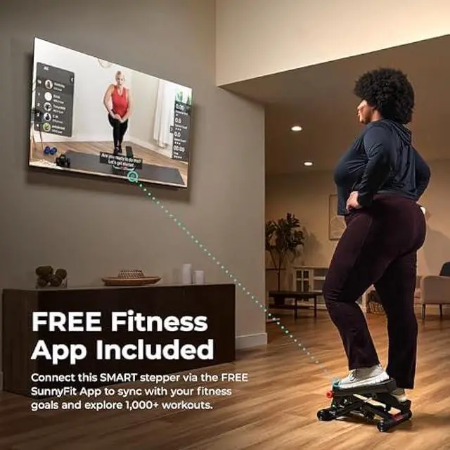 Alt view image 4 of 5 - Sunny Health & Fitness Mini Stepper for Exercise at Home, Stair Step Workout Machine with Resistance Band, Fullbody Cardio Equipment, Over 300lb Weight Capacity, Optional Free SunnyFit App Connection
