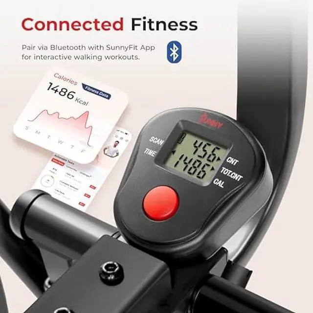 Alt view image 4 of 6 - Sunny Health & Fitness Air Walk Elliptical, Foldable Machine w/30-Inch Stride, Cardio Cross Trainer Glider Equipment for Home Exercise, Free SunnyFit App Bluetooth Link, Optional Adjustable Resistance