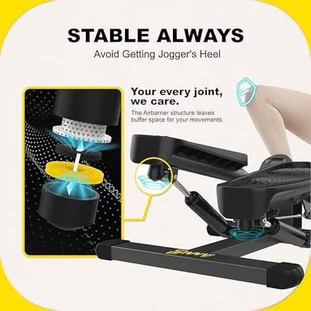 Alt view image 4 of 5 - Stepper Machine with Resistance Bands, Mini Stepper with 300LBS Weight Capacity, Twist Stepper for Full Body Workout, Adjustable Step Height, Smooth and Quiet, Step Machine for Men Women