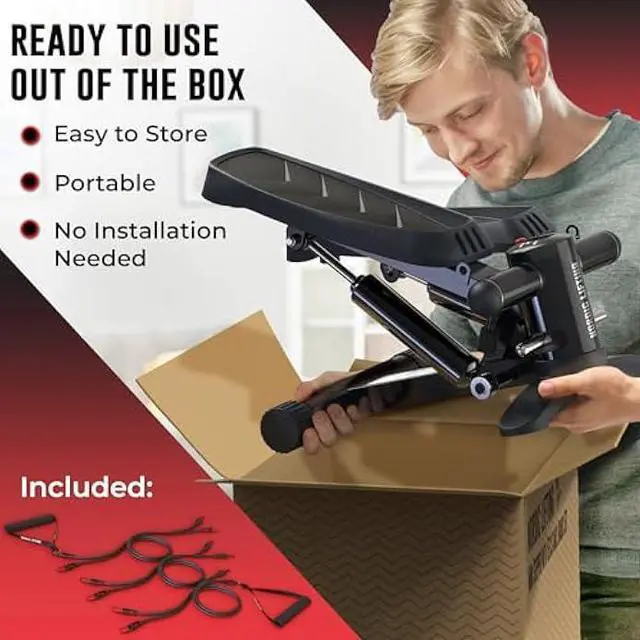 Alt view image 3 of 6 - Nordic Lifting Mini Stepper & Stair Climber Machine - w/Resistance Bands Set & Non-Slip Foot Pads - Durable Construction with 330 LBS Weight Capacity - LCD Monitor