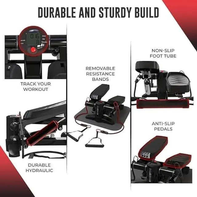 Alt view image 5 of 6 - Nordic Lifting Mini Stepper & Stair Climber Machine - w/Resistance Bands Set & Non-Slip Foot Pads - Durable Construction with 330 LBS Weight Capacity - LCD Monitor