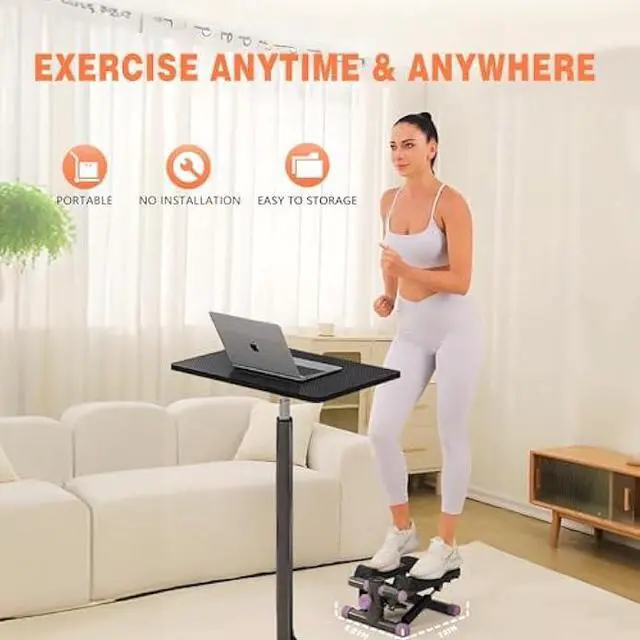Alt view image 3 of 5 - Steppers for Exercise at Home, Mini Stepper with Resistance Bands Quiet Portable Stair Stepper for Buttocks Lifting and Body Shaping