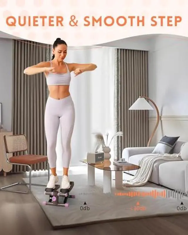 Alt view image 4 of 5 - Steppers for Exercise at Home, Mini Stepper with Resistance Bands Quiet Portable Stair Stepper for Buttocks Lifting and Body Shaping